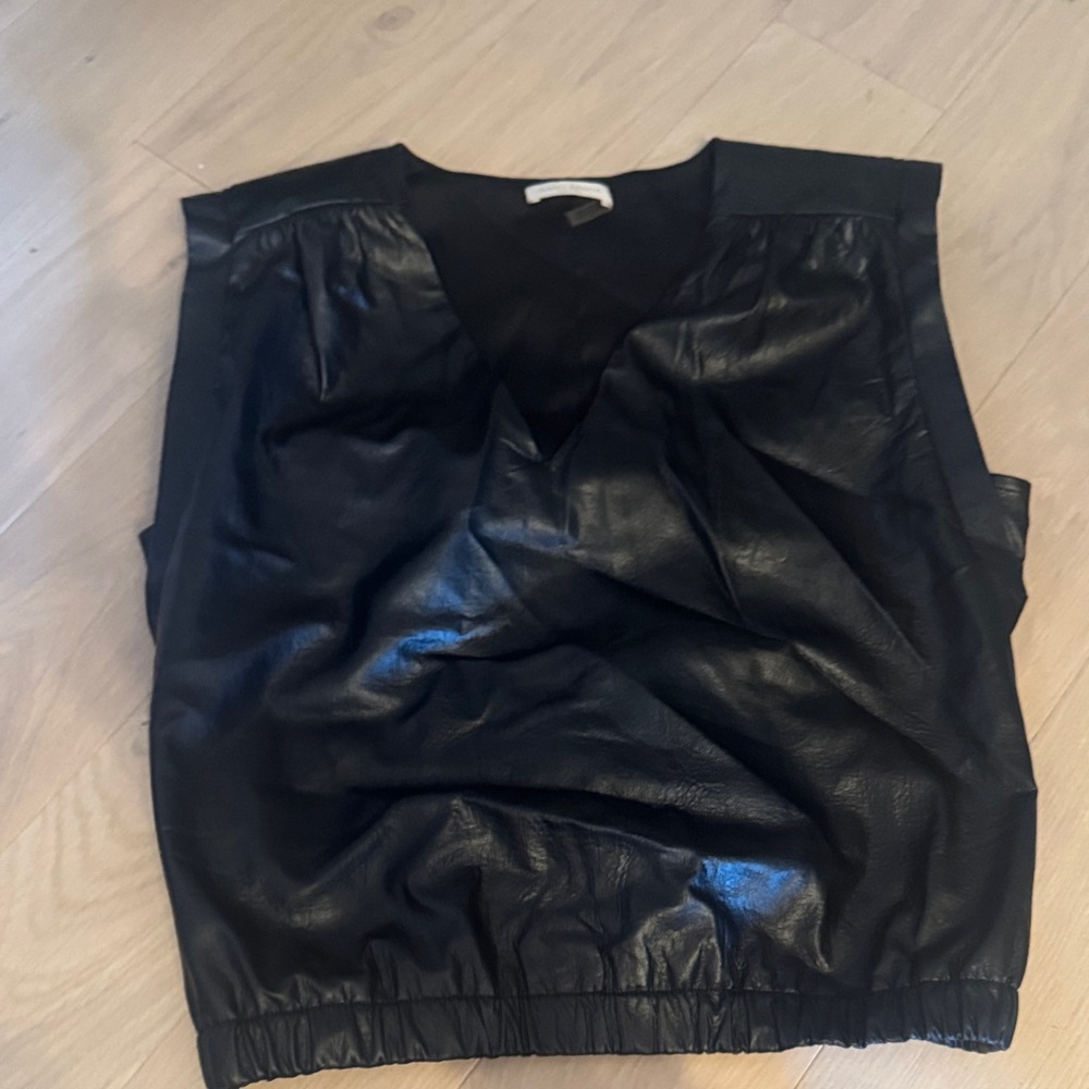 Ramy Brook Black Leather Muscle Tee